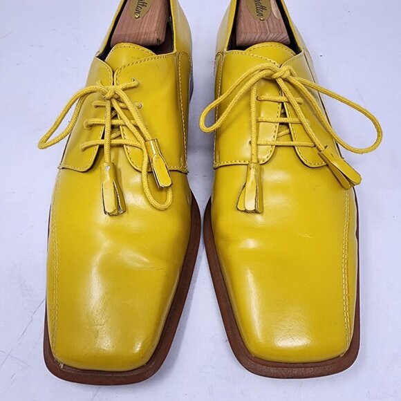 Giorgio BrutiniYellow Leather Mens Square-Toe Oxford Dress Shoes 8.5M - Picture 11 of 11
